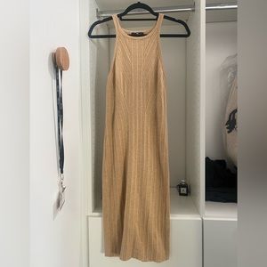 Knitted sleeveless camel colored dress